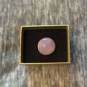 Lt pink cabochon stone silver ring approx size 7